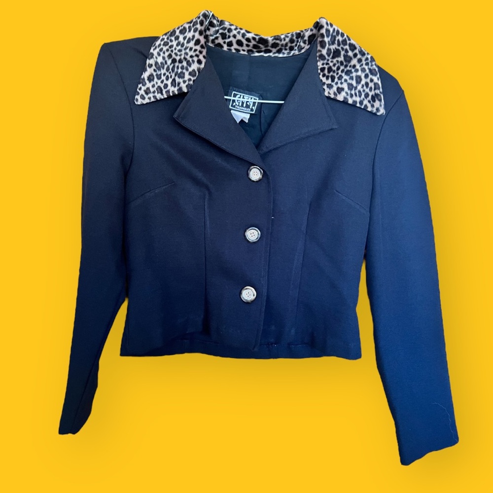Vintage 1980’s Leopard Fur Collar Blazer City Triangles